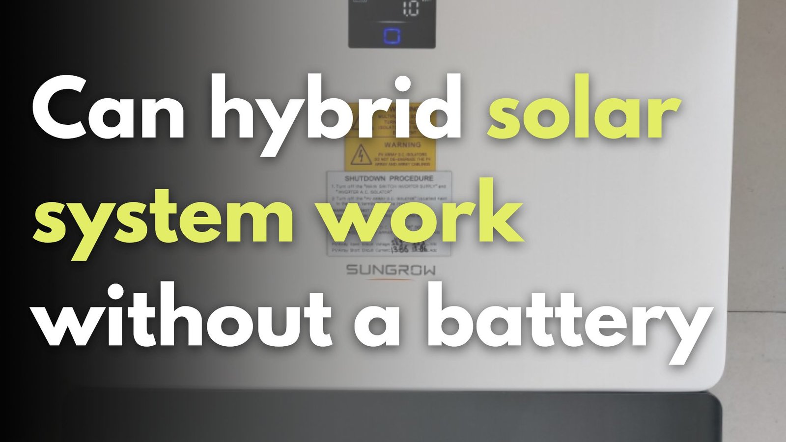 can hybrid solar system work without battery