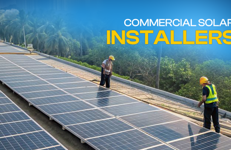 Large capacity array placed by expert commercial solar installers on an industrial warehouse roof.